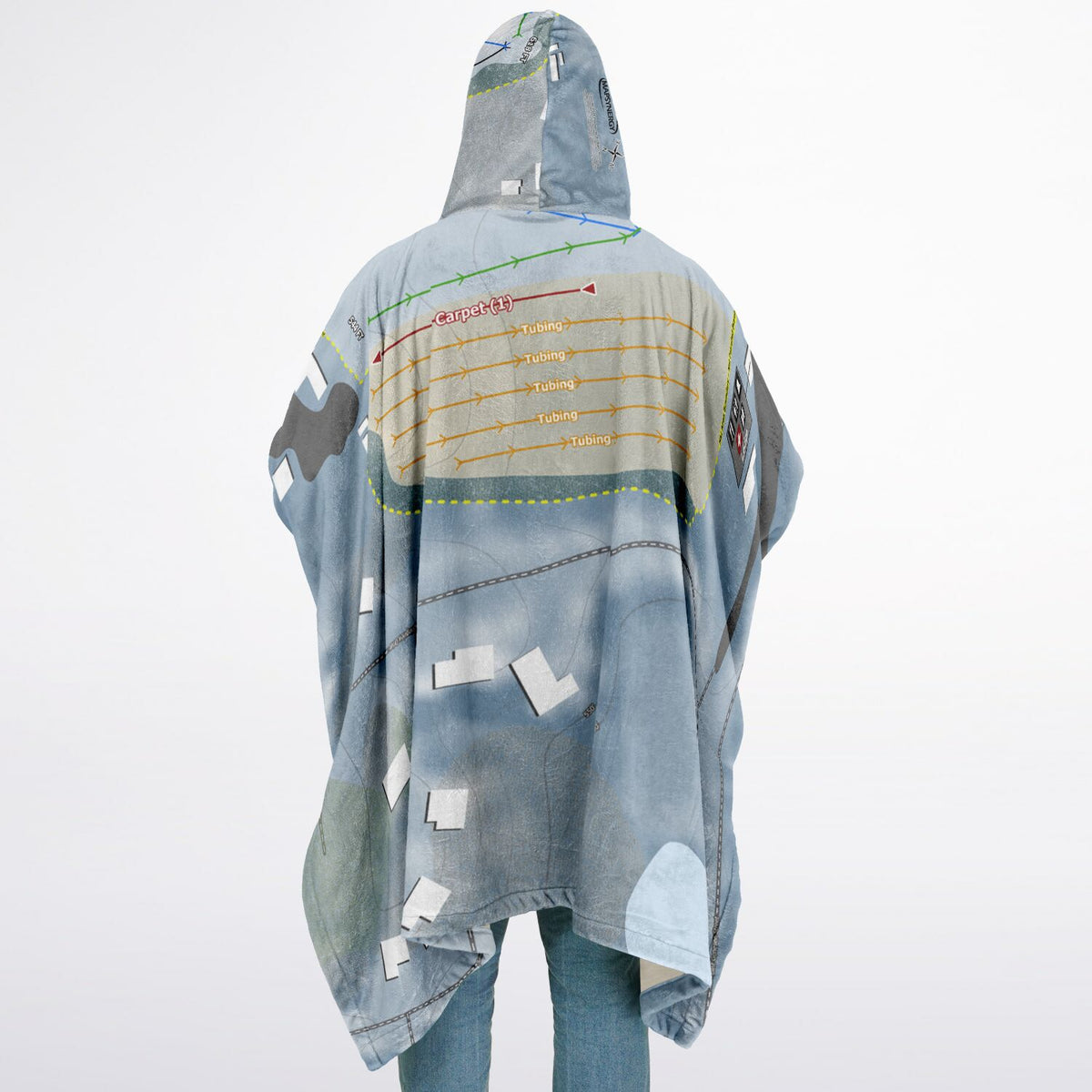 Four Seasons Ski Center, New York Ski Resort Map Flannel Blanket Poncho