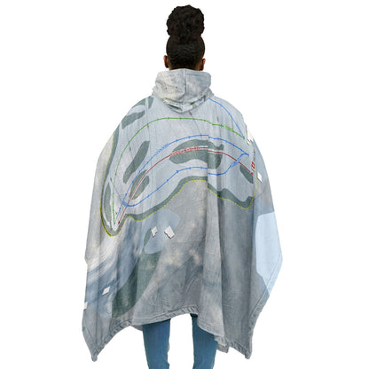 Dry Hill, New York Ski Resort Map Flannel Blanket Poncho
