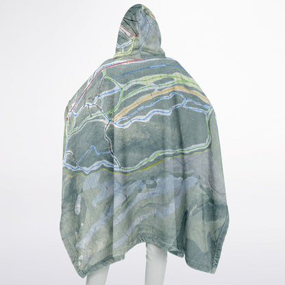 Ragged Mountain, New Hampshire Ski Resort Map Flannel Blanket Poncho