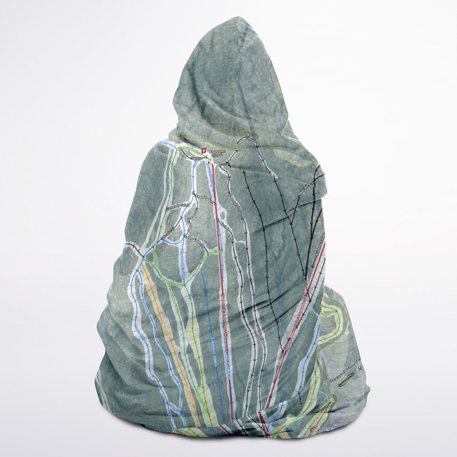 Ragged Mountain, New Hampshire Ski Trail Map - Youth Hooded Blanket