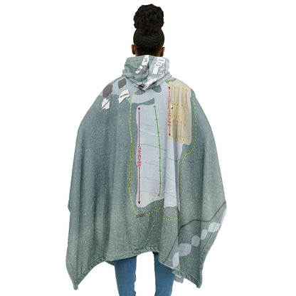 Granlibakken, California Ski Resort Map Flannel Blanket Poncho