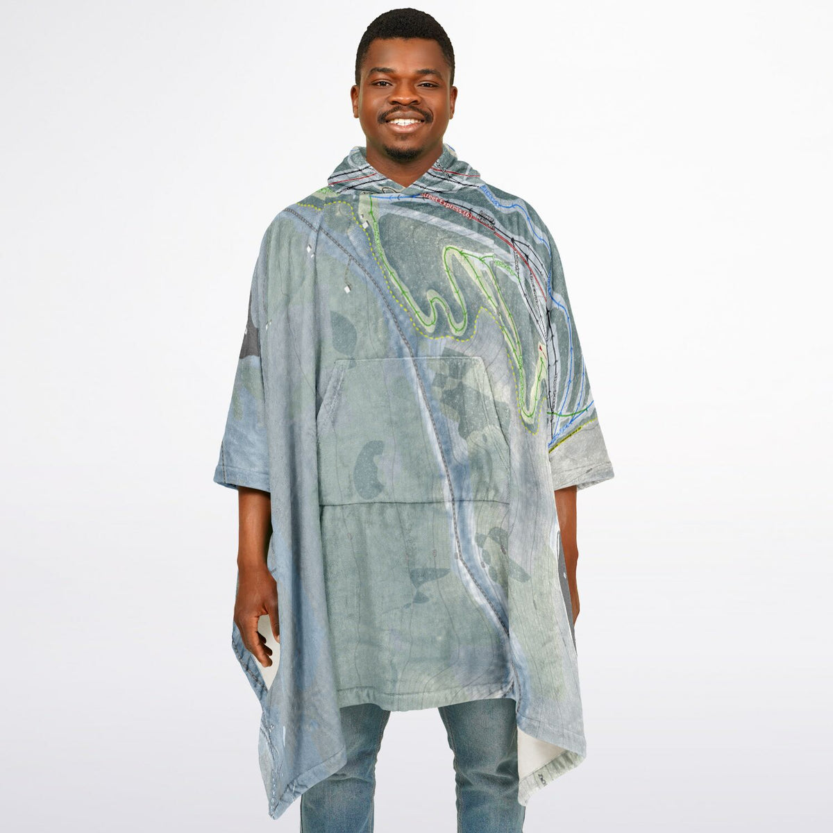 Blue Mountain, Pennsylvania Ski Resort Map Flannel Blanket Poncho