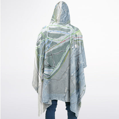 Pine Mountain, Michigan Ski Resort Map Flannel Blanket Poncho