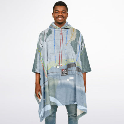 Northeast Slopes, Vermont Ski Resort Map Flannel Blanket Poncho