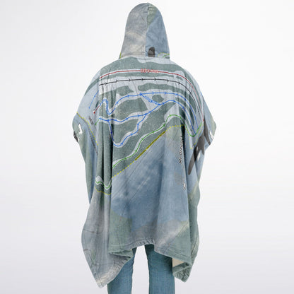 Mt Greylock, Massachusetts Ski Resort Map Flannel Blanket Poncho