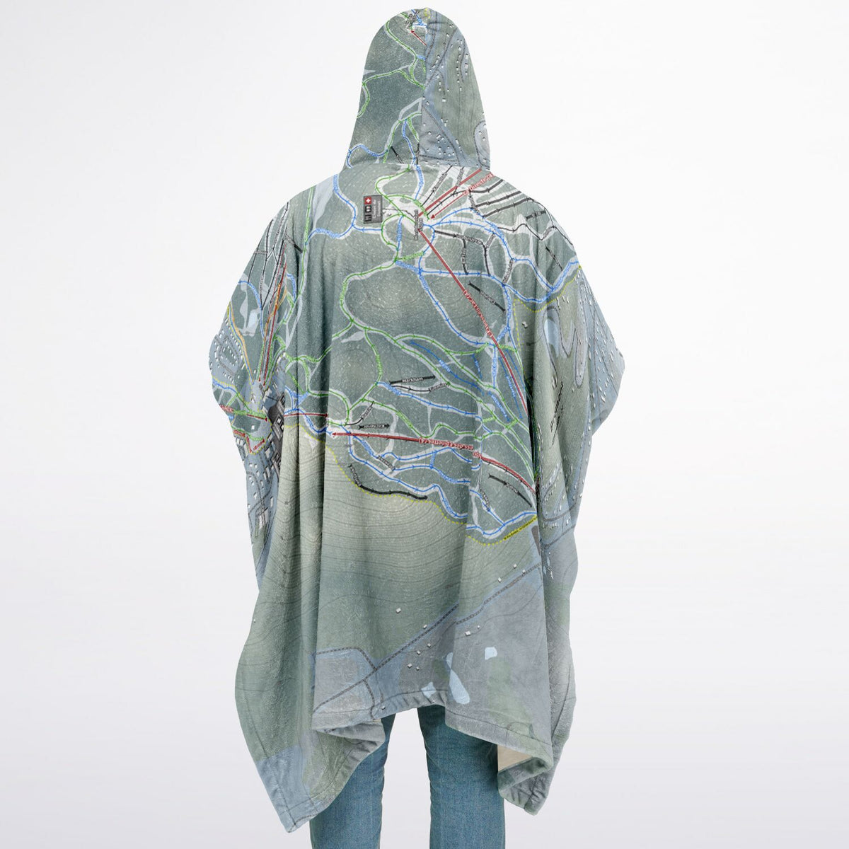 Bromont, Quebec Ski Resort Map Flannel Blanket Poncho