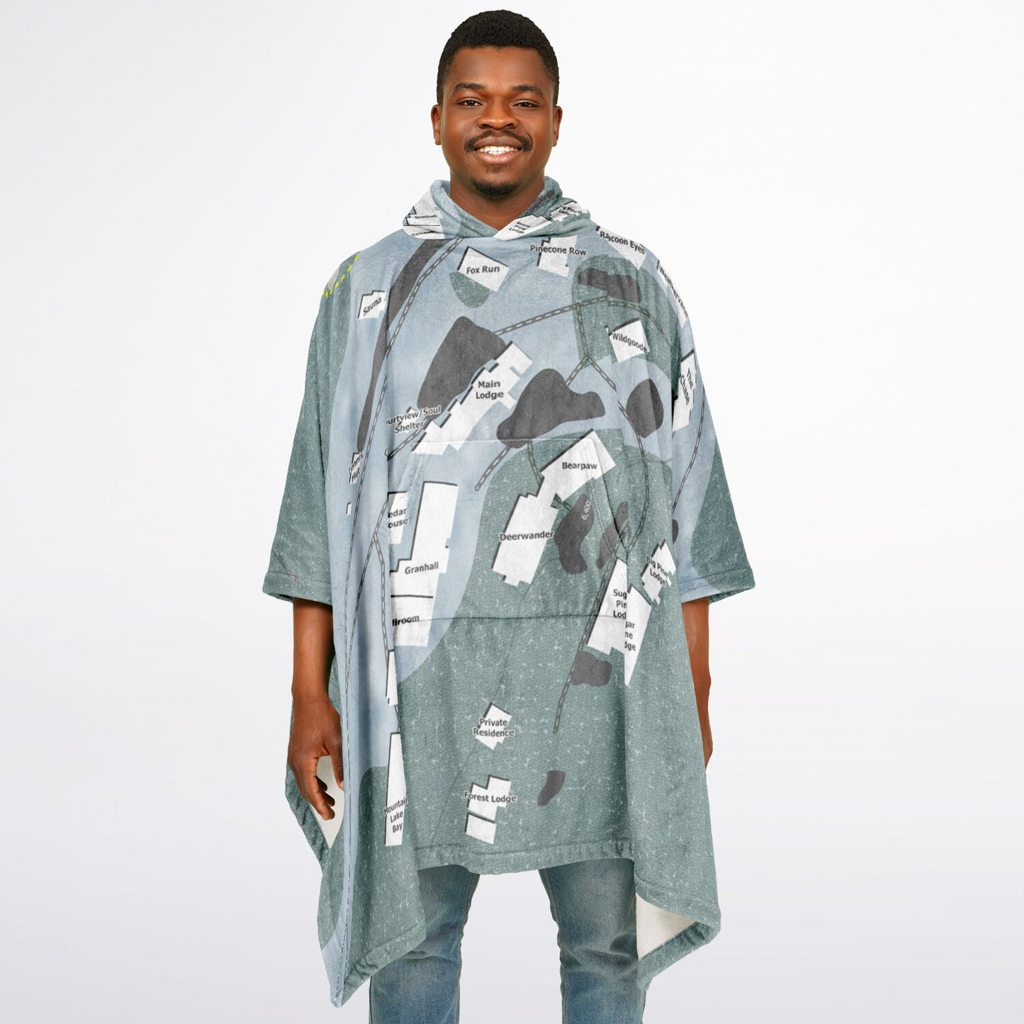 Granlibakken, California Ski Resort Map Flannel Blanket Poncho