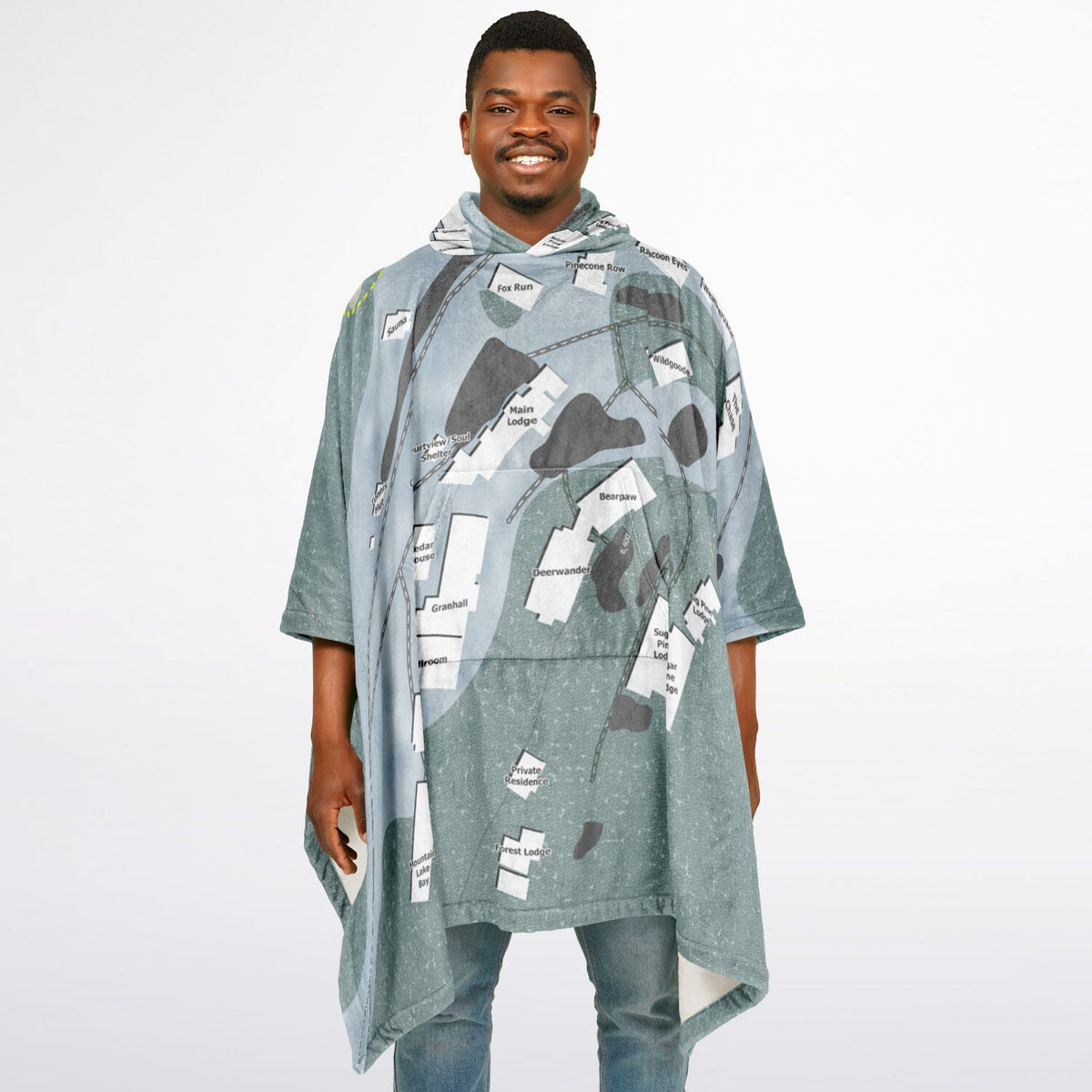 Granlibakken, California Ski Resort Map Flannel Blanket Poncho