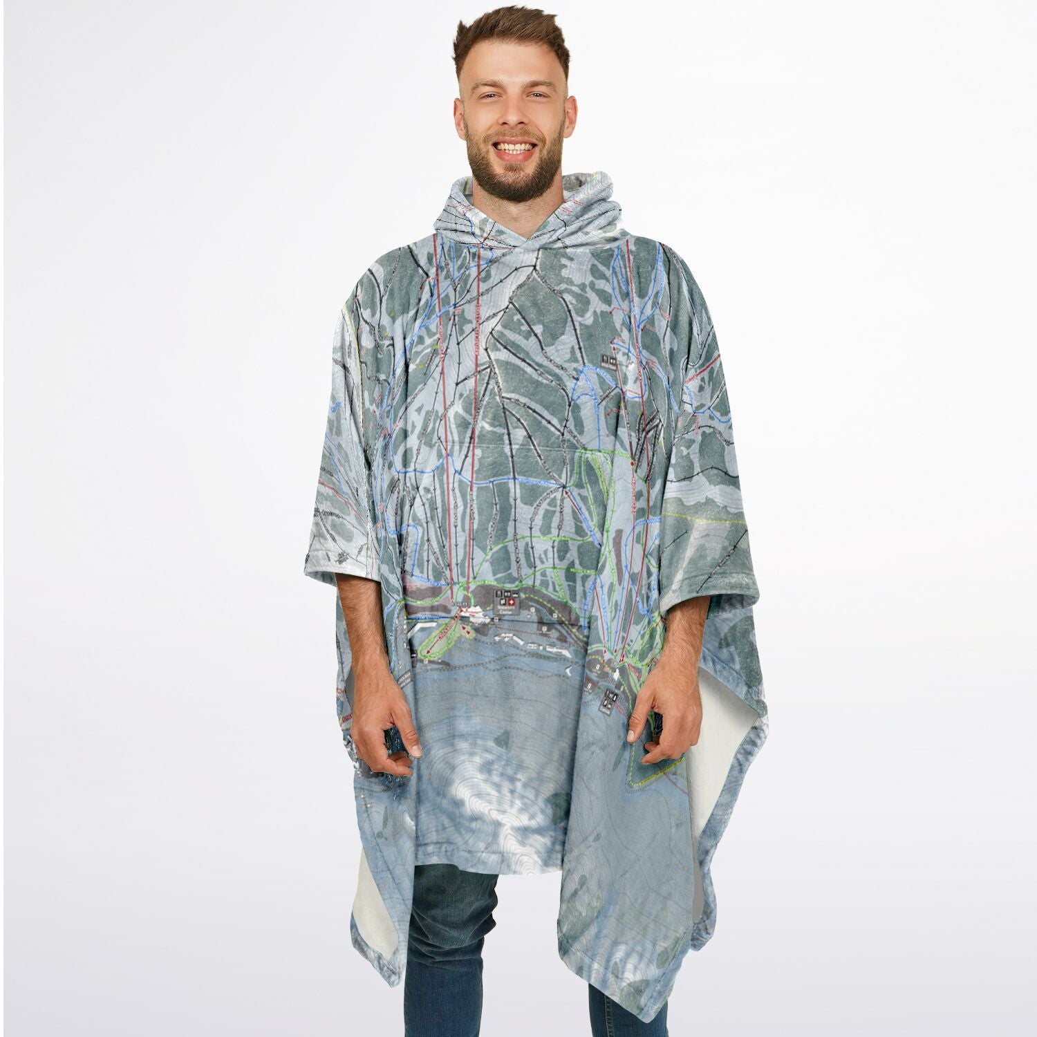 Snowbird, Utah Ski Resort Map Flannel Blanket Poncho