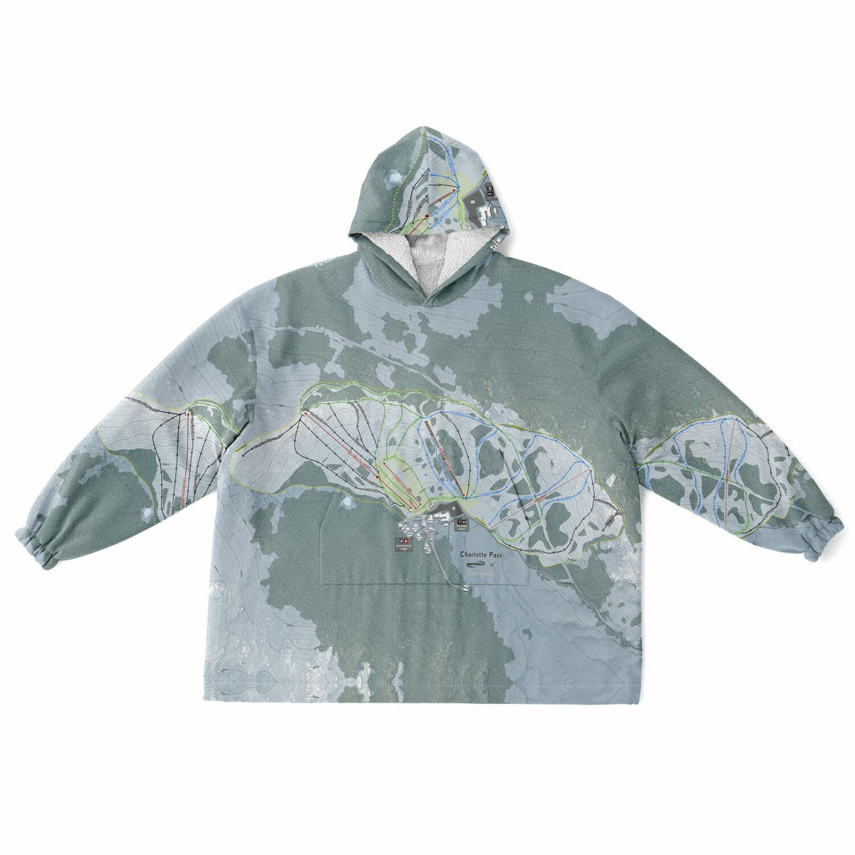 Charlotte Pass, Australia Ski Trail Map - Snug Hoodie