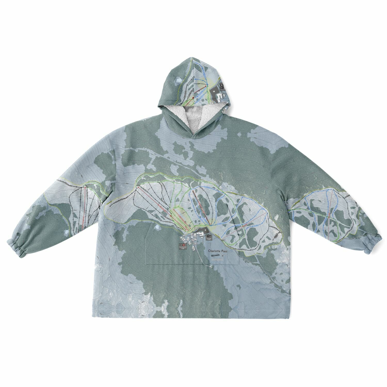 Charlotte Pass, Australia Ski Trail Map - Snug Hoodie - Powderaddicts