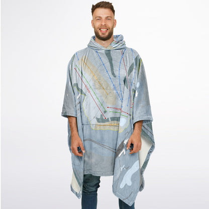 Quechee Club, Vermont Ski Resort Map Flannel Blanket Poncho
