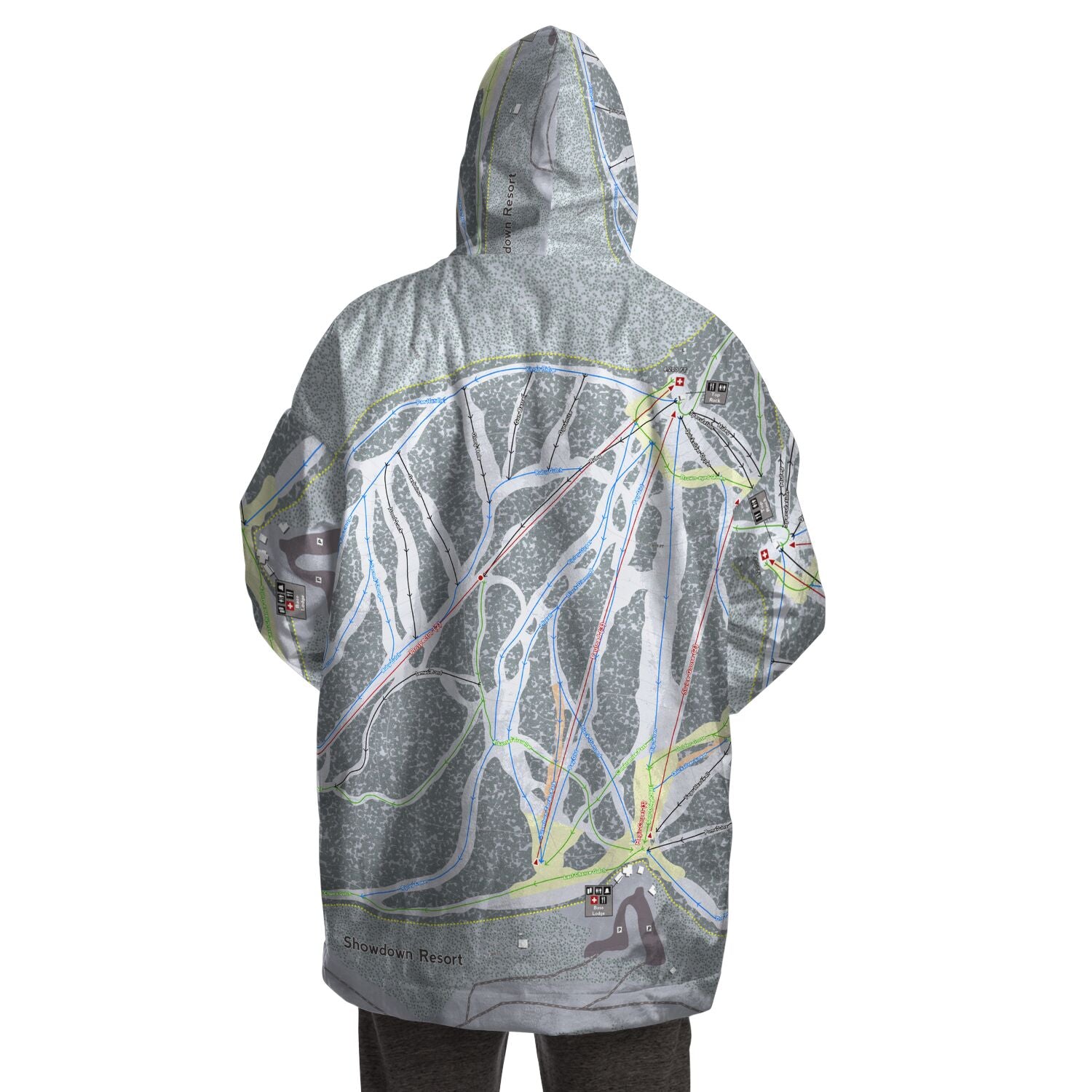 Showdown, Montana Ski Trail Map - Snug Hoodie - Powderaddicts