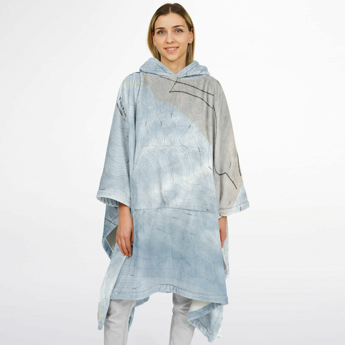 Fox Peak, New Zealand Ski Resort Map Flannel Blanket Poncho