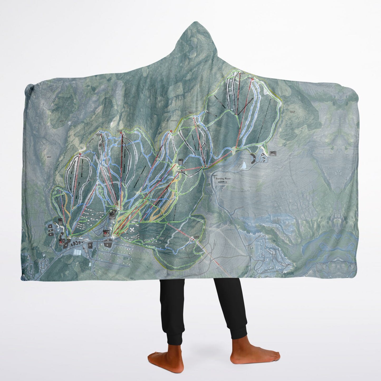 Sunday River, Maine Ski Trail Map - Youth Hooded Blanket