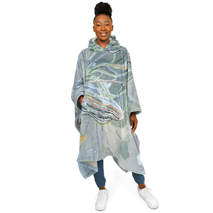 Greek Peak, New York Ski Resort Map Flannel Blanket Poncho