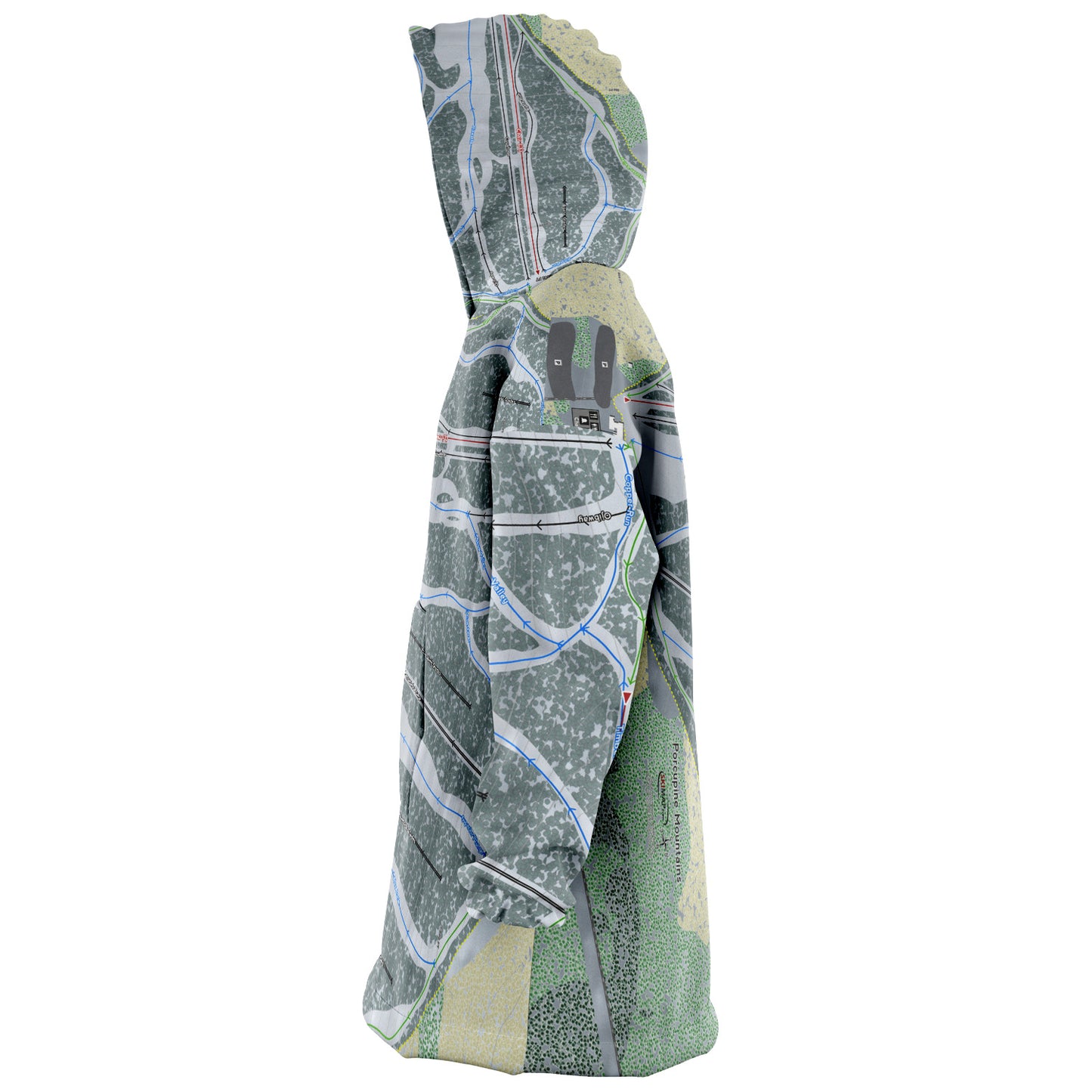Porcupine Mountains, Michigan Ski Trail Map Snug Hoodie - Powderaddicts
