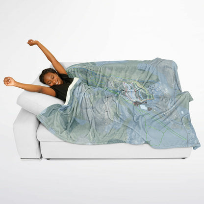 Titcomb Mountain, Maine Ski Resort Map Flannel Blanket Poncho