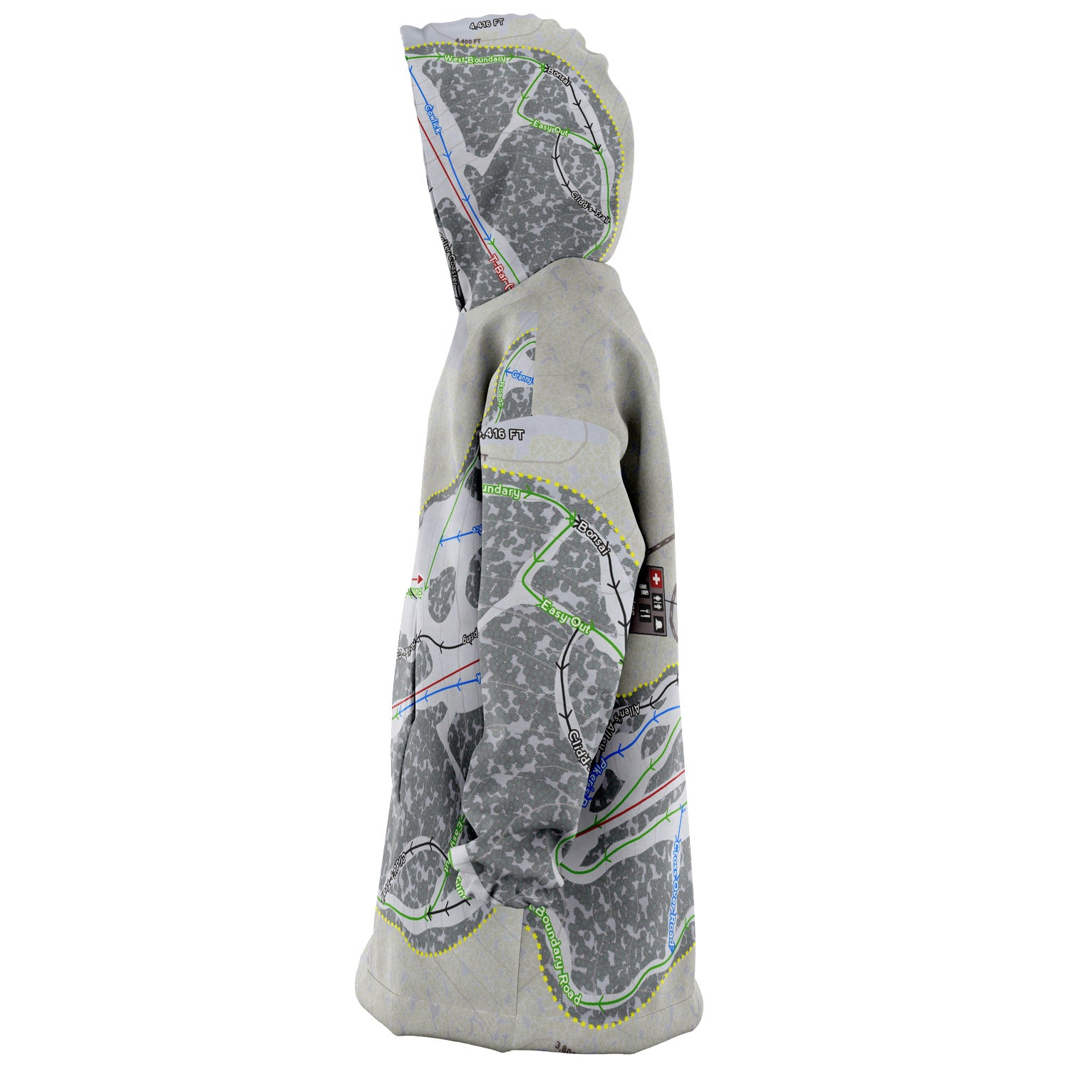 Bald Mountain, Idaho Ski Trail Map Snug Hoodie
