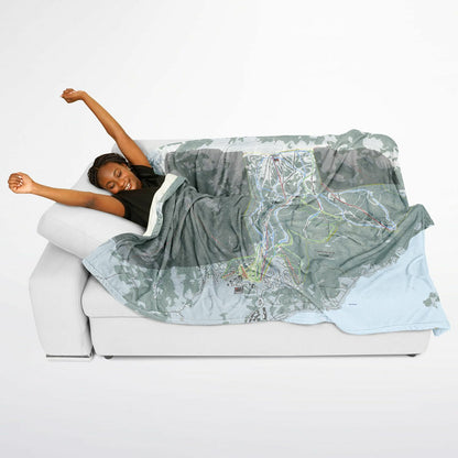 Tamarack, Idaho Ski Resort Map Flannel Blanket Poncho