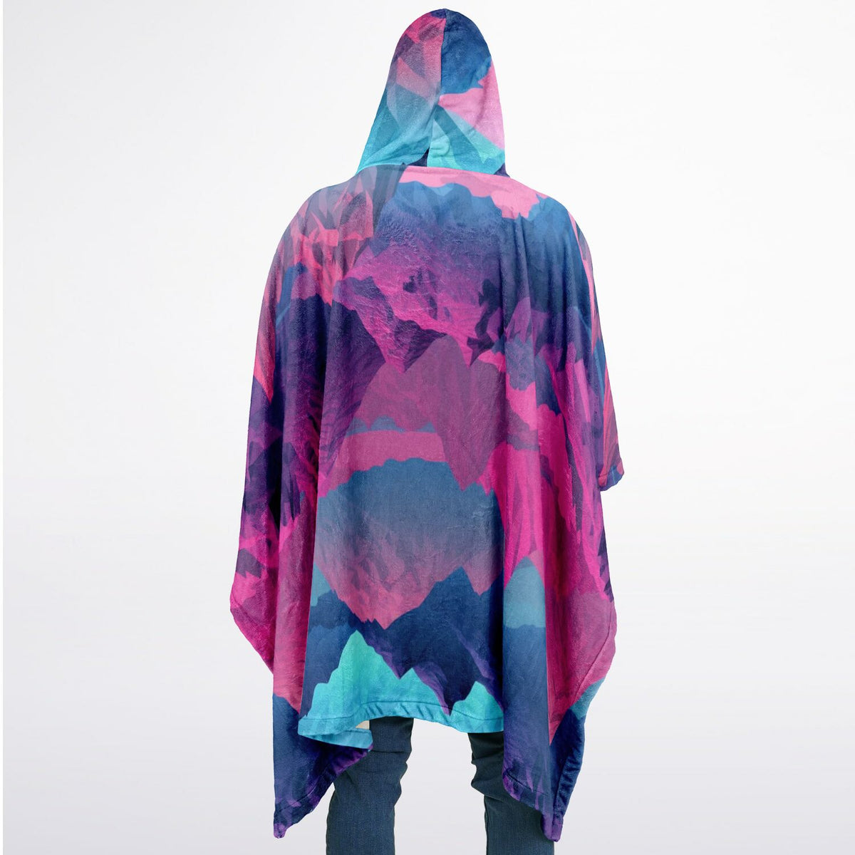 Abstract Geometric Mountains, Flannel Blanket Poncho