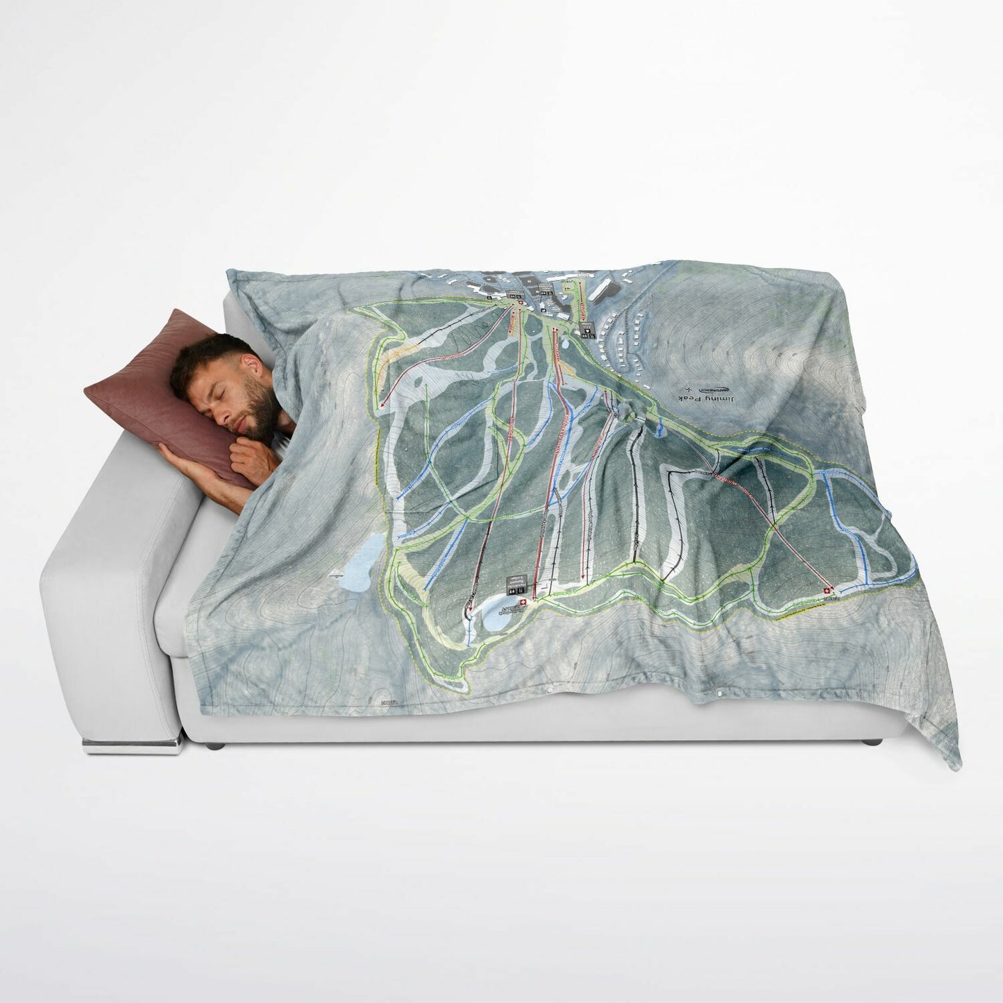 Jiminy Peak, Massachusetts Ski Resort Map Flannel Blanket Poncho