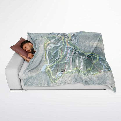 Jiminy Peak, Massachusetts Ski Resort Map Flannel Blanket Poncho