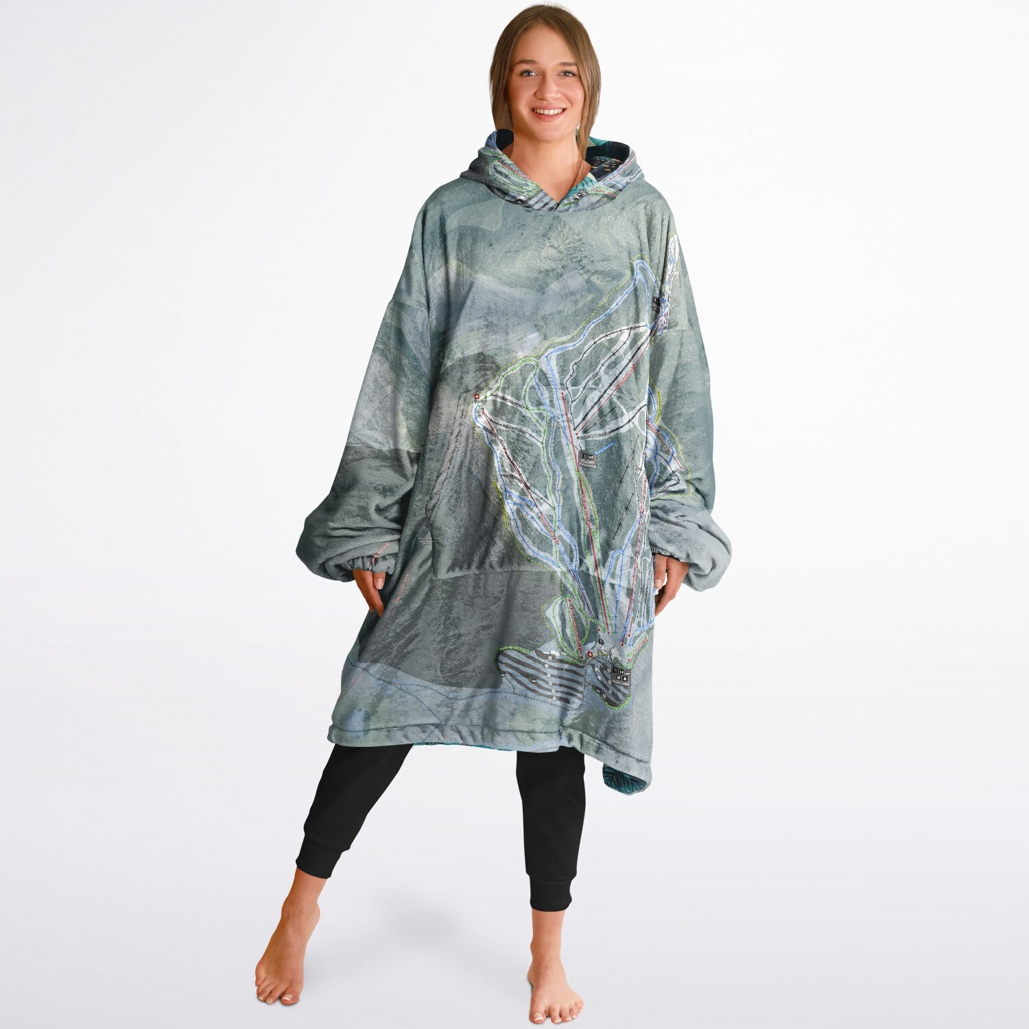 Waterville Valley, New Hampshire Ski Resort Map Reversible Snug Hoodie