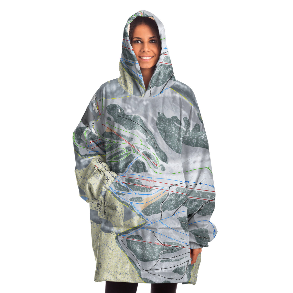 Caberfae Peaks, Michigan Ski Trail Map Snug Hoodie