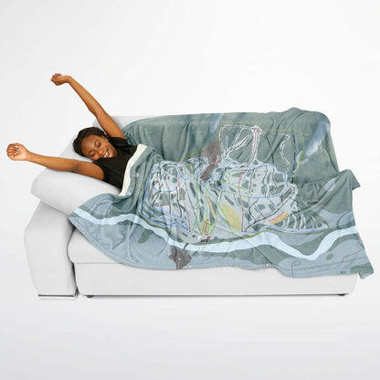 Sleeping Giant, Wyoming Ski Resort Map Flannel Blanket Poncho
