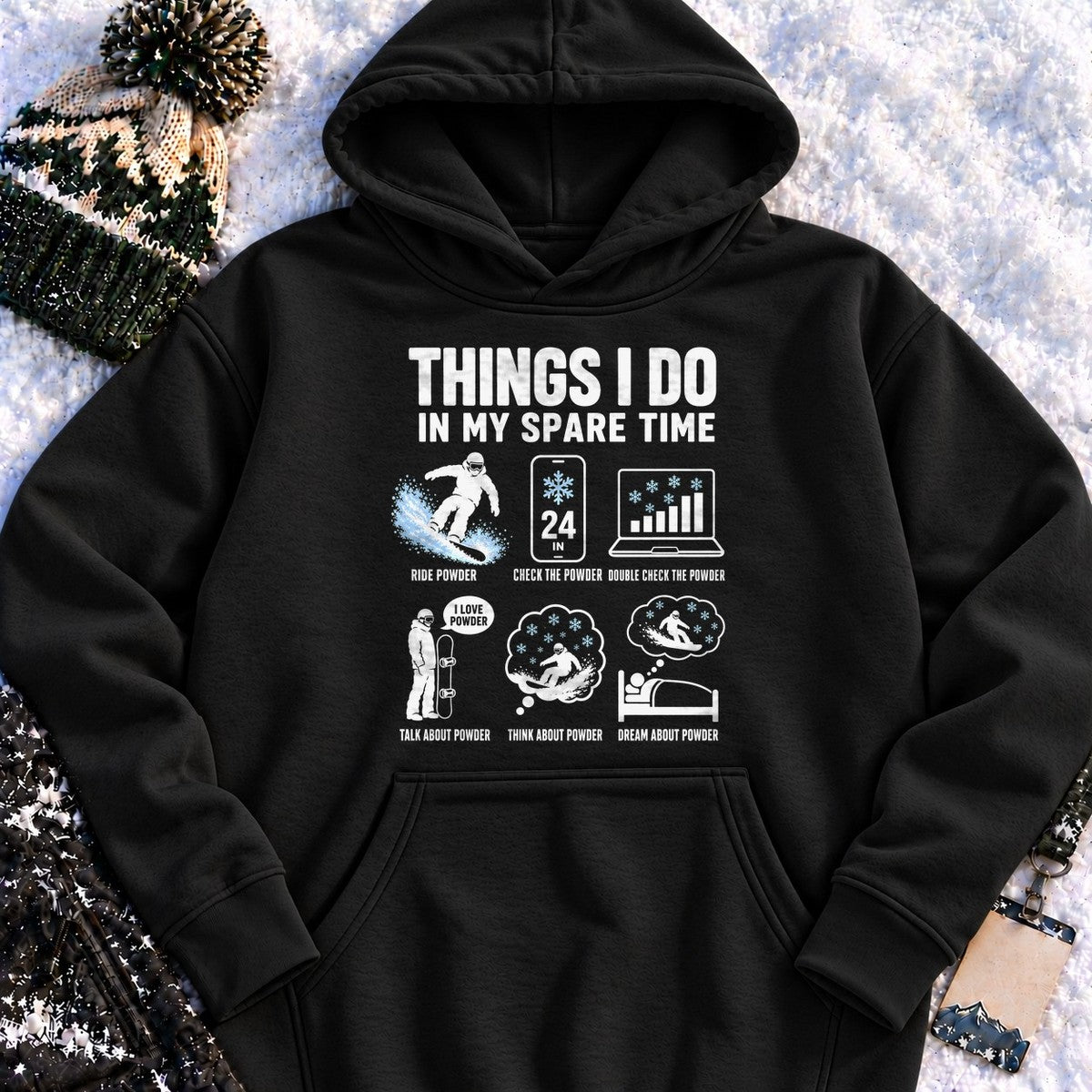 Spare Time Snowboard Powder - Hoodie (Black)