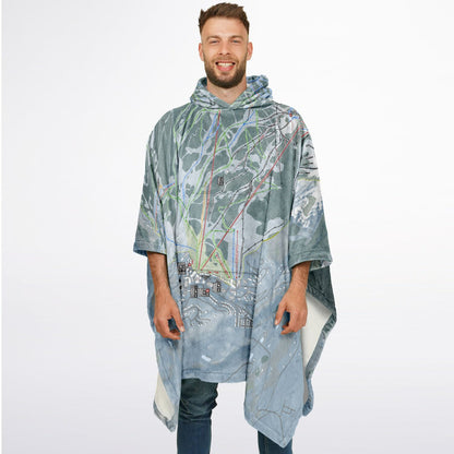 Crested Butte, Colorado Ski Resort Map Flannel Blanket Poncho