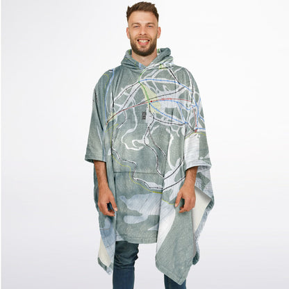 Silver Mountain, Idaho Ski Resort Map Flannel Blanket Poncho
