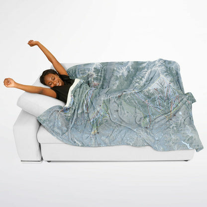 Aspen Snowmass, Colorado Ski Resort Map Flannel Blanket Poncho