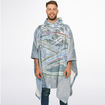 Big Powderhorn, Michigan Ski Resort Map Flannel Blanket Poncho