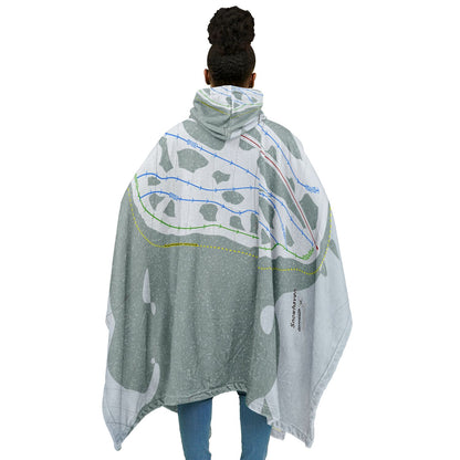 Snowhaven, Idaho Ski Resort Map Flannel Blanket Poncho