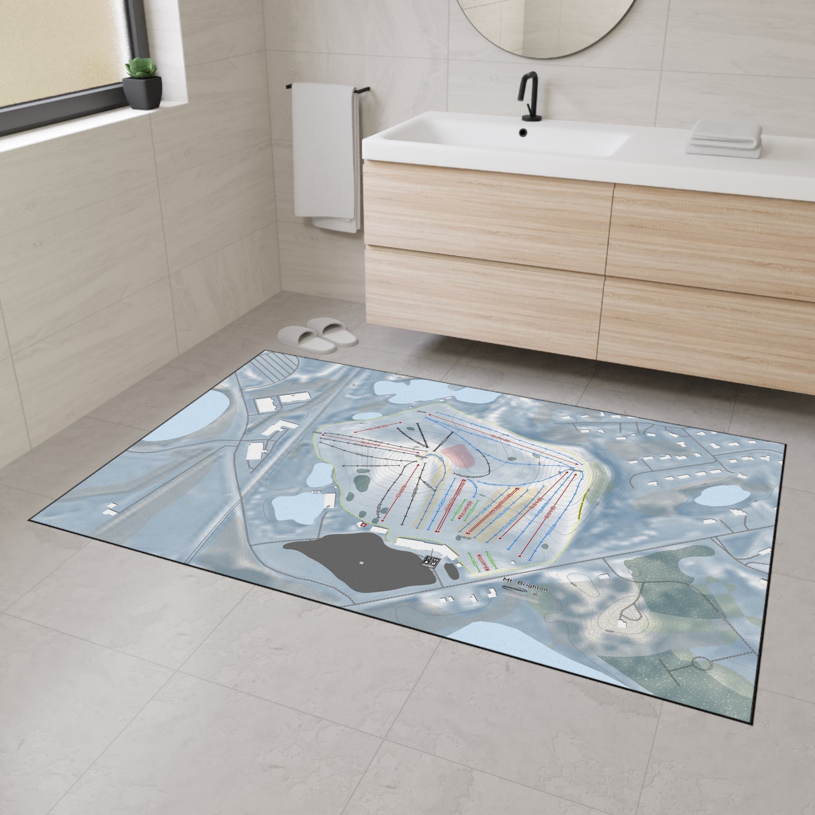 Mt Brighton, Michigan Ski Resort Map Heavy Duty Floor Mat