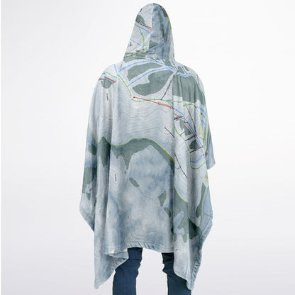 Soldier Mountain, Idaho Ski Resort Map Flannel Blanket Poncho