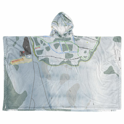 Magic Mountain, Idaho Ski Resort Map Flannel Blanket Poncho