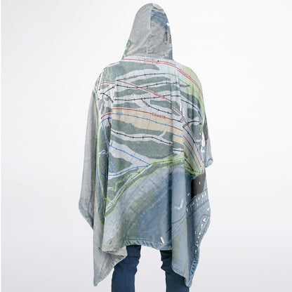 Swain, New York Ski Resort Map Flannel Blanket Poncho