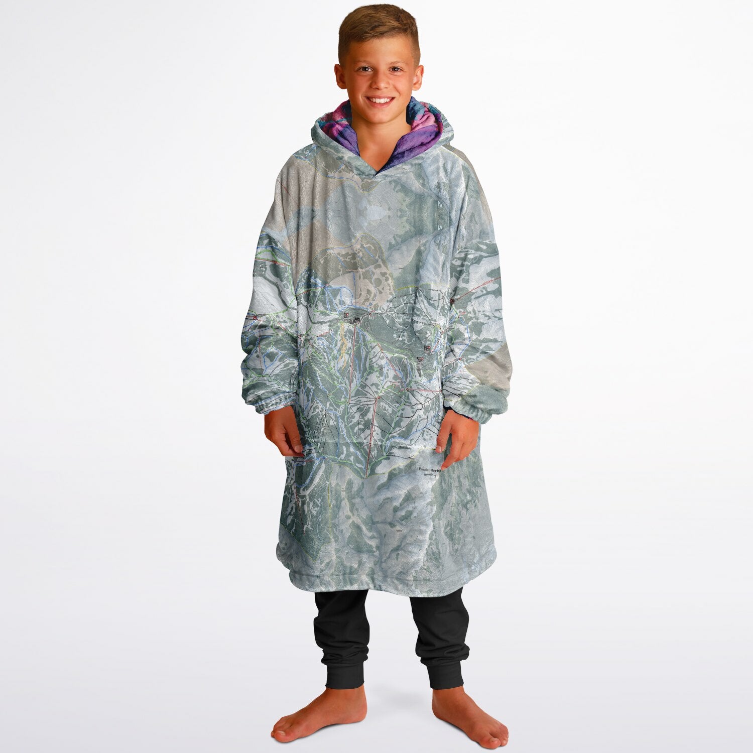 Powder Mountain, Utah Ski Resort Map Youth Reversible Snug Hoodie