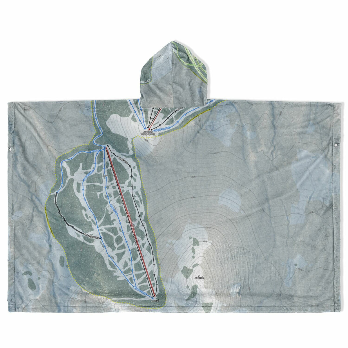 Mt Shasta, California Ski Resort Map Flannel Blanket Poncho