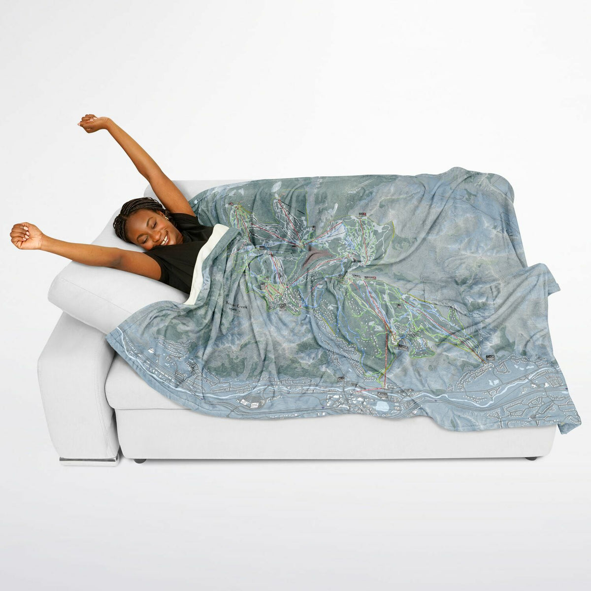 Beaver Creek, Colorado Ski Resort Map Flannel Blanket Poncho