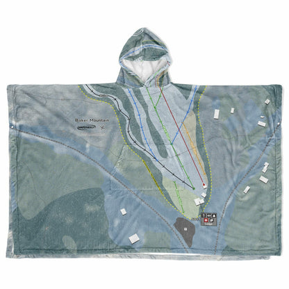 Baker Mountain, Maine Ski Resort Map Flannel Blanket Poncho