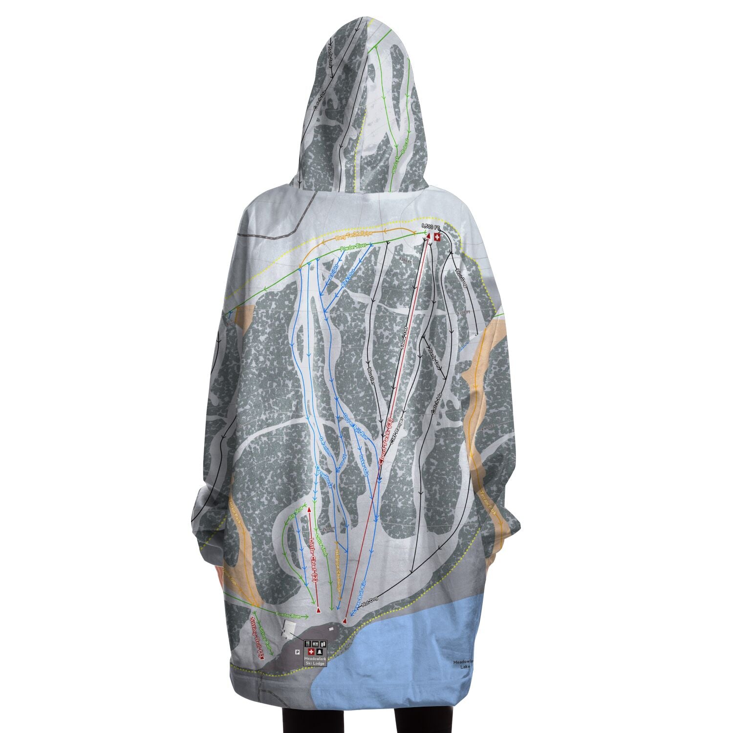 Meadowlark, Wyoming Ski Trail Map Snug Hoodie
