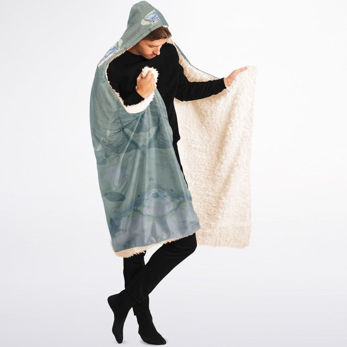 Waterville Valley, New Hampshire Ski Trail Map - Adult Hooded Blanket - Powderaddicts