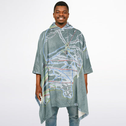 Dodge Ridge, California Ski Resort Map Flannel Blanket Poncho