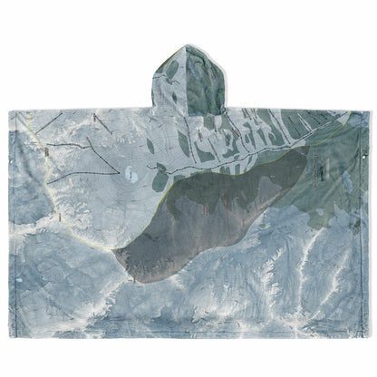 Silverton Mountain, Colorado Ski Resort Map Flannel Blanket Poncho