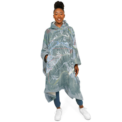 Big Cottonwood Canyon, Utah Ski Resort Map Flannel Blanket Poncho