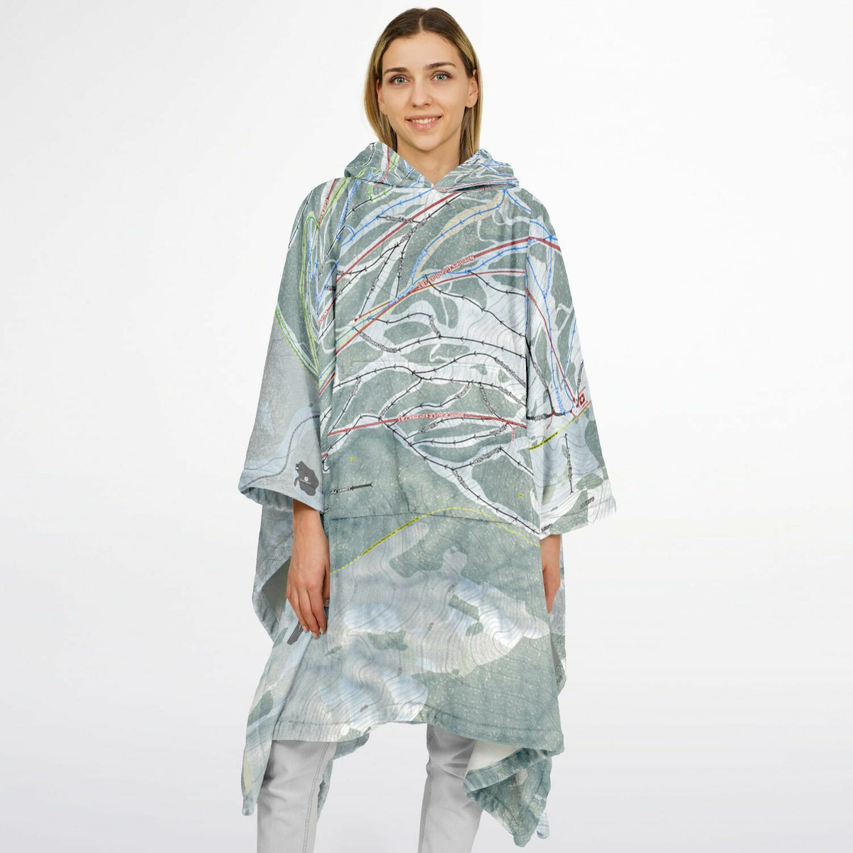Snowbasin, Utah Ski Resort Map Flannel Blanket Poncho